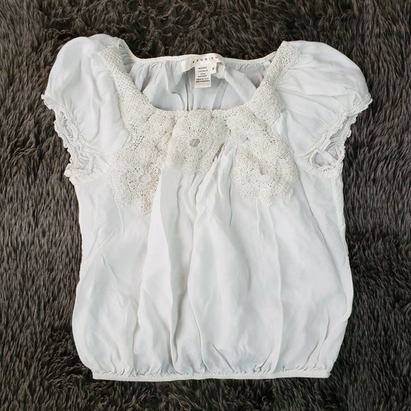 Studio M Tops - Studio M Short Sleeve Blouse Embroidered